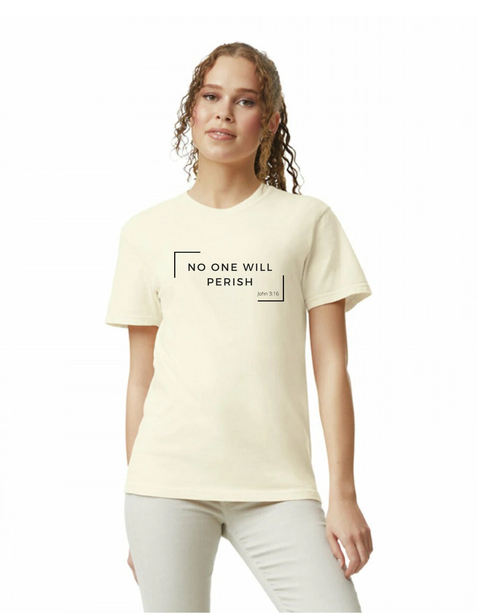 No One Will Perish T-shirt Christian Shirts, model