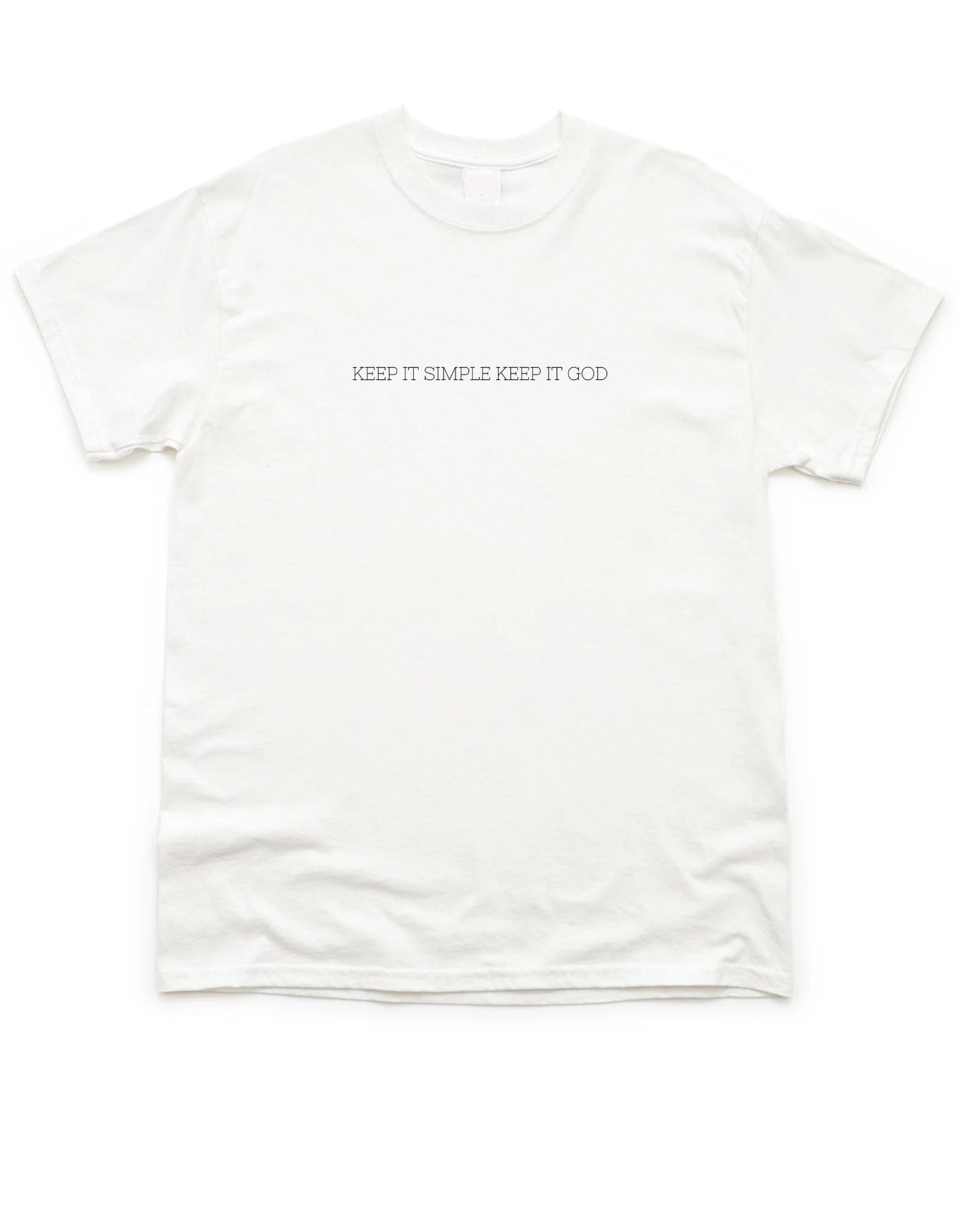 Keep It Simple Tee Christian Shirts, white lay flat