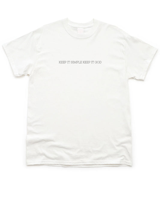 Keep It Simple Tee Christian Shirts, white lay flat